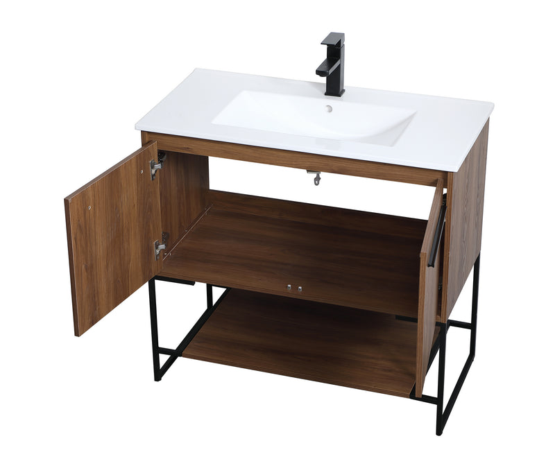 Elegant Lighting VF42036WB Single Bathroom Vanity, Walnut Brown