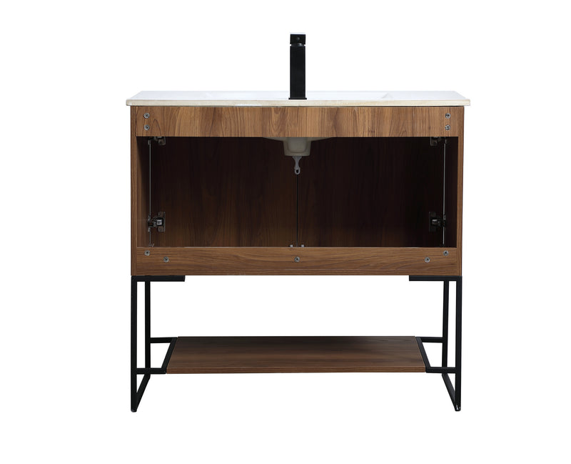 Elegant Lighting VF42036WB Single Bathroom Vanity, Walnut Brown