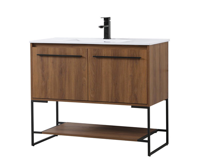 Elegant Lighting VF42040WB Single Bathroom Vanity, Walnut Brown