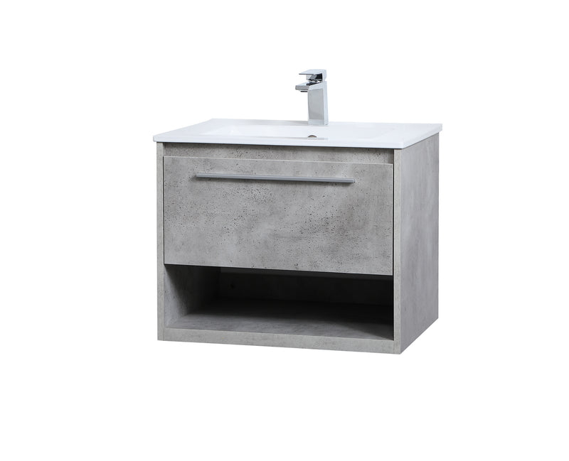 Elegant Lighting VF43024CG Single Bathroom Floating Vanity, Concrete Grey