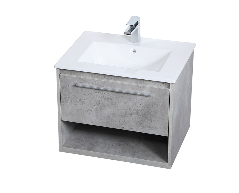 Elegant Lighting VF43024CG Single Bathroom Floating Vanity, Concrete Grey