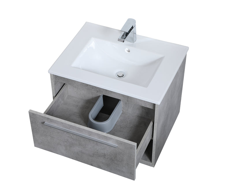 Elegant Lighting VF43024CG Single Bathroom Floating Vanity, Concrete Grey