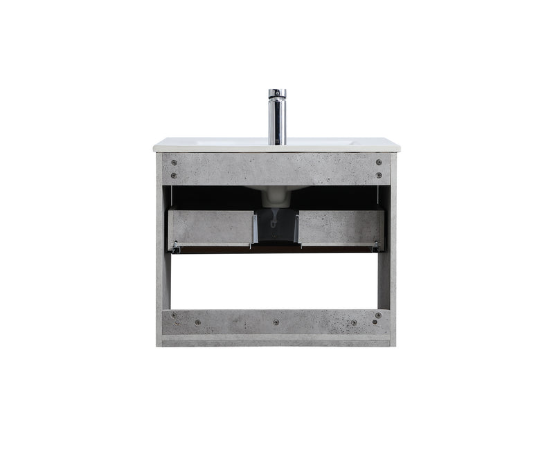 Elegant Lighting VF43024CG Single Bathroom Floating Vanity, Concrete Grey