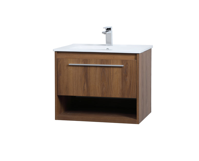 Elegant Lighting VF43024WB Single Bathroom Floating Vanity, Walnut Brown