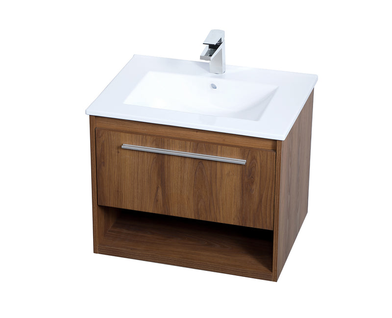 Elegant Lighting VF43024WB Single Bathroom Floating Vanity, Walnut Brown