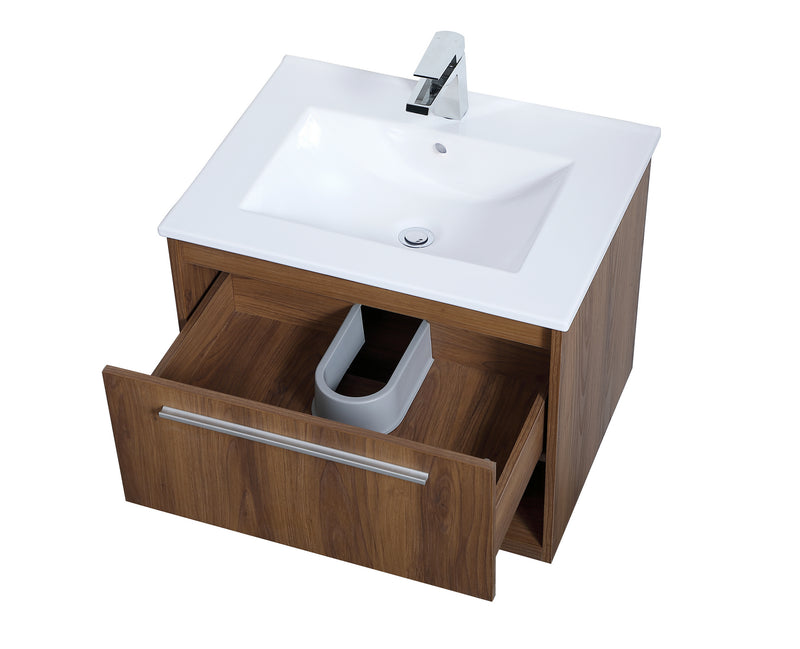 Elegant Lighting VF43024WB Single Bathroom Floating Vanity, Walnut Brown