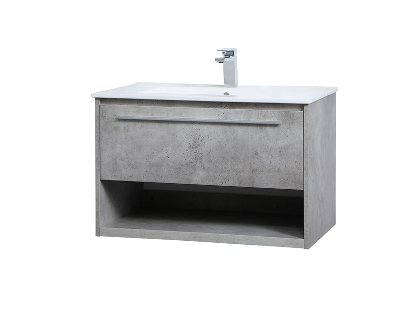 Elegant Lighting VF43030CG Single Bathroom Floating Vanity, Concrete Grey