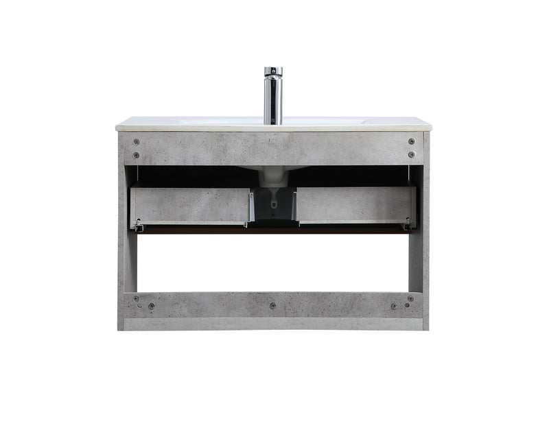 Elegant Lighting VF43030CG Single Bathroom Floating Vanity, Concrete Grey