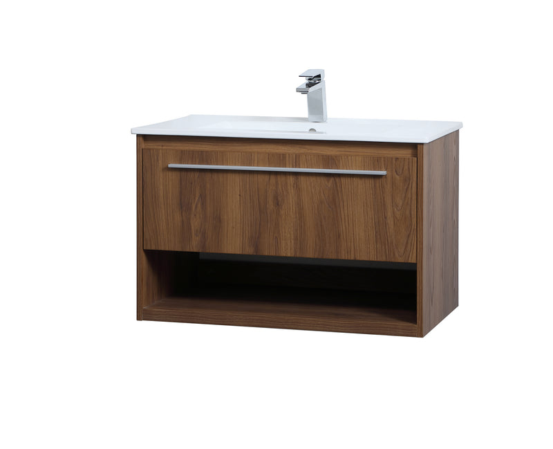 Elegant Lighting VF43030WB Single Bathroom Floating Vanity, Walnut Brown