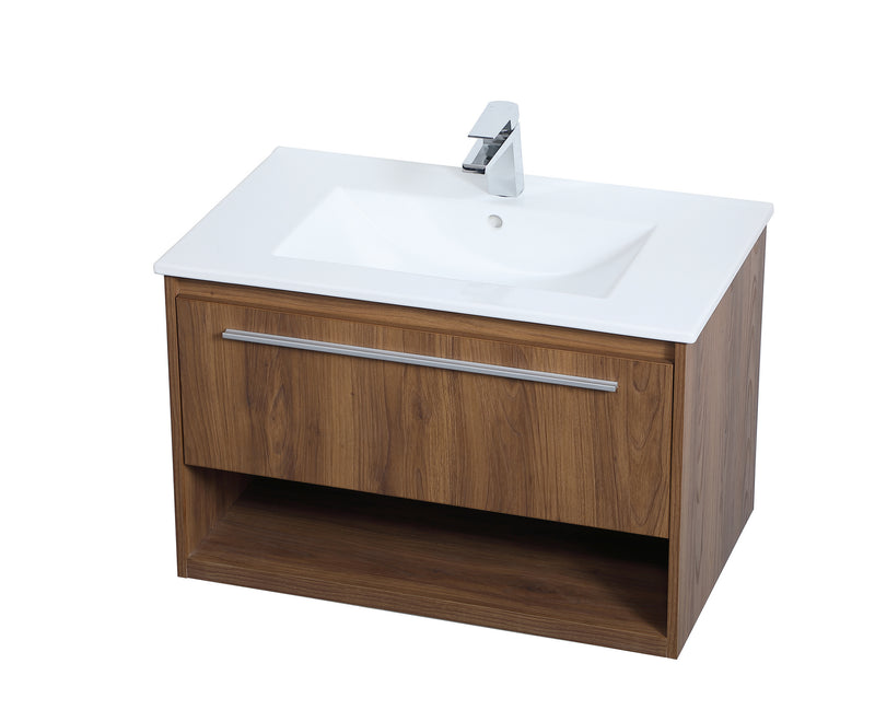 Elegant Lighting VF43030WB Single Bathroom Floating Vanity, Walnut Brown