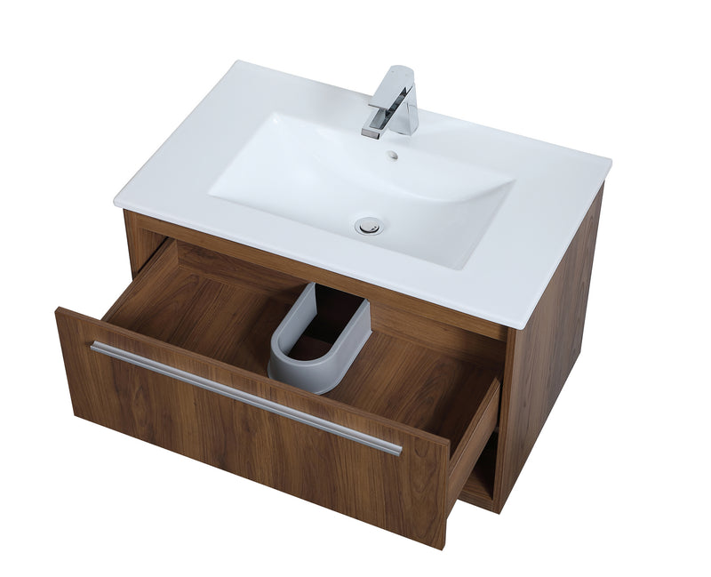 Elegant Lighting VF43030WB Single Bathroom Floating Vanity, Walnut Brown
