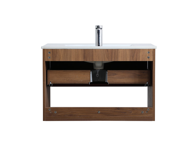 Elegant Lighting VF43030WB Single Bathroom Floating Vanity, Walnut Brown