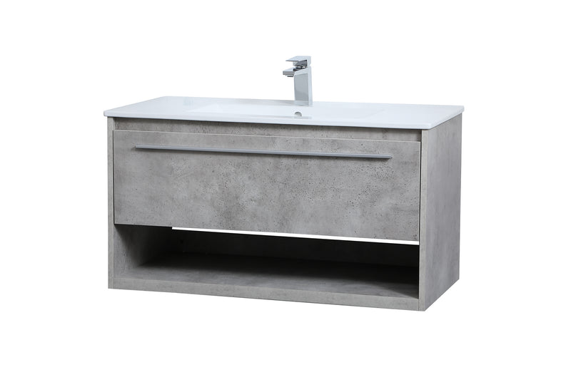 Elegant Lighting VF43036CG Single Bathroom Floating Vanity, Concrete Grey