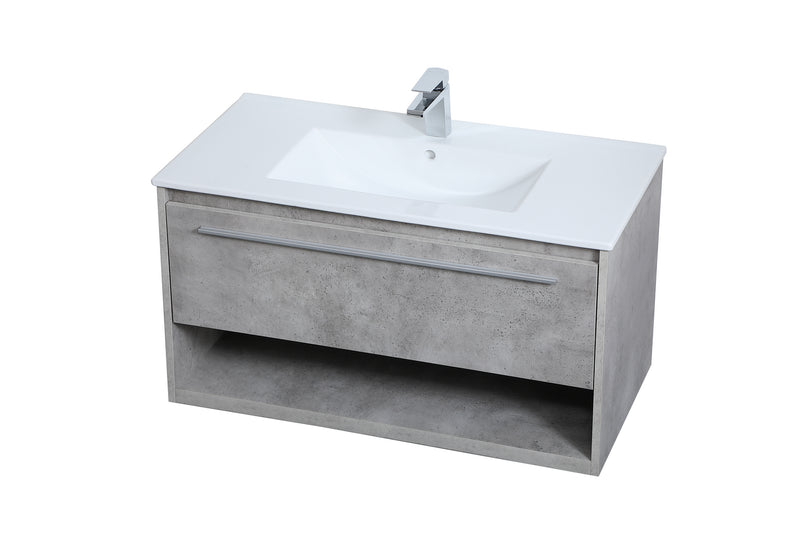 Elegant Lighting VF43036CG Single Bathroom Floating Vanity, Concrete Grey