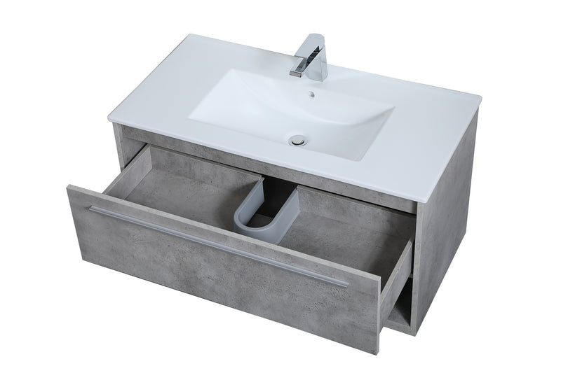 Elegant Lighting VF43036CG Single Bathroom Floating Vanity, Concrete Grey