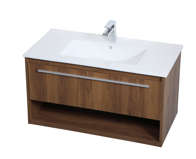 Elegant Lighting VF43036WB Single Bathroom Floating Vanity, Walnut Brown