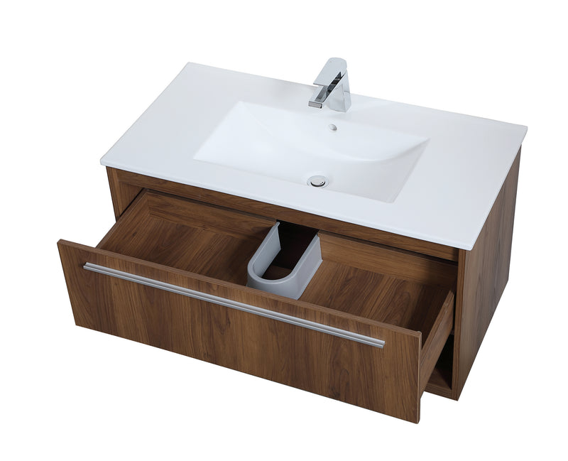 Elegant Lighting VF43036WB Single Bathroom Floating Vanity, Walnut Brown