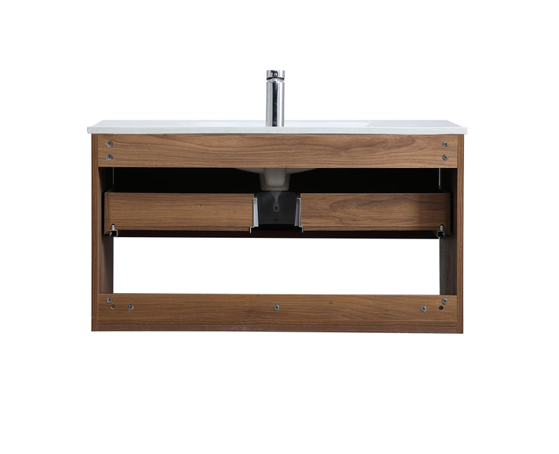 Elegant Lighting VF43036WB Single Bathroom Floating Vanity, Walnut Brown