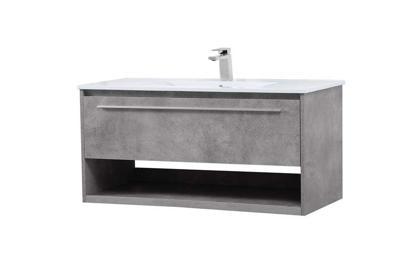 Elegant Lighting VF43040CG Single Bathroom Floating Vanity, Concrete Grey
