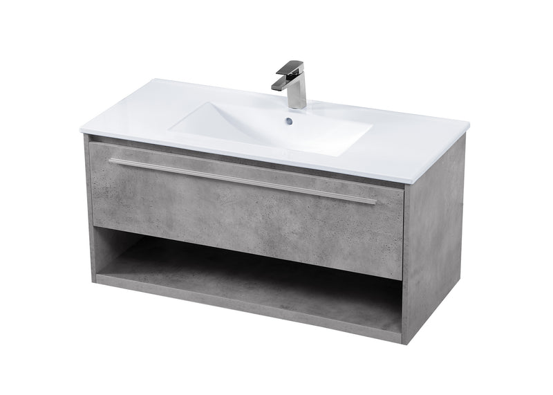Elegant Lighting VF43040CG Single Bathroom Floating Vanity, Concrete Grey