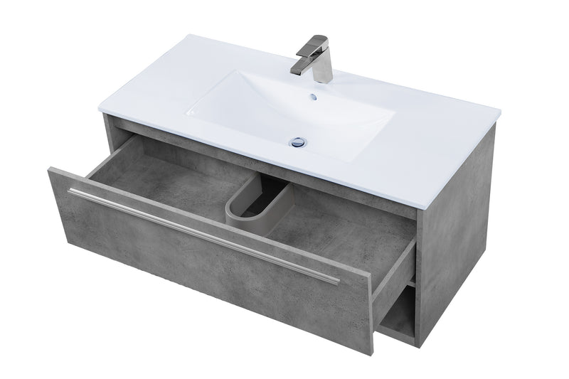 Elegant Lighting VF43040CG Single Bathroom Floating Vanity, Concrete Grey