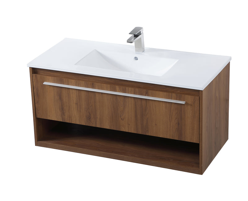 Elegant Lighting VF43040WB Single Bathroom Floating Vanity, Walnut Brown