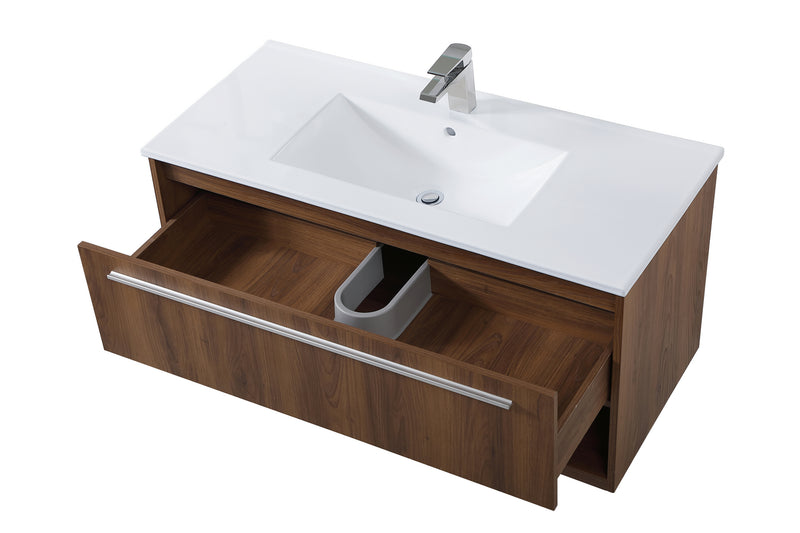 Elegant Lighting VF43040WB Single Bathroom Floating Vanity, Walnut Brown