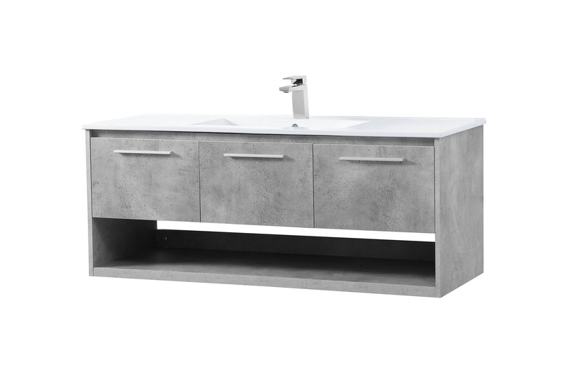 Elegant Lighting VF43048CG Single Bathroom Floating Vanity, Concrete Grey