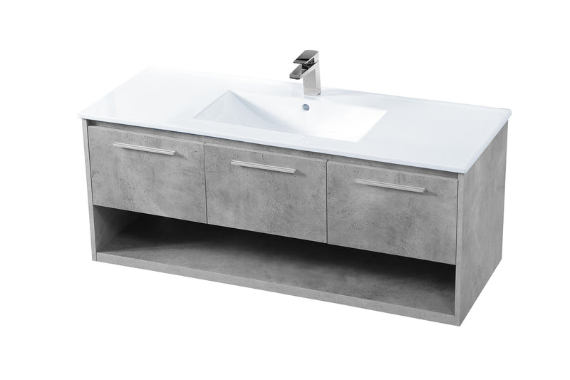 Elegant Lighting VF43048CG Single Bathroom Floating Vanity, Concrete Grey