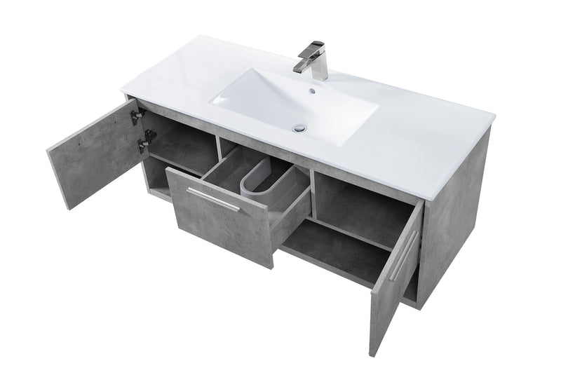 Elegant Lighting VF43048CG Single Bathroom Floating Vanity, Concrete Grey