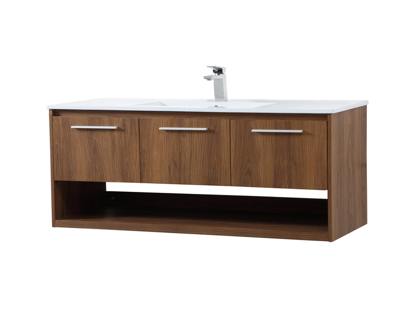 Elegant Lighting VF43048WB Single Bathroom Floating Vanity, Walnut Brown