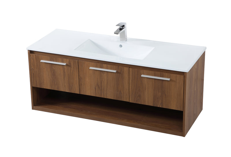 Elegant Lighting VF43048WB Single Bathroom Floating Vanity, Walnut Brown