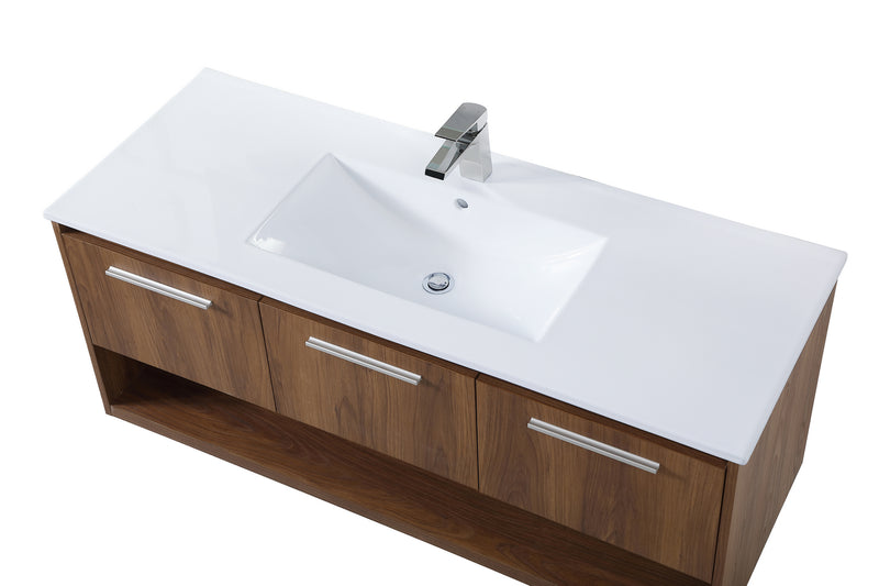 Elegant Lighting VF43048WB Single Bathroom Floating Vanity, Walnut Brown