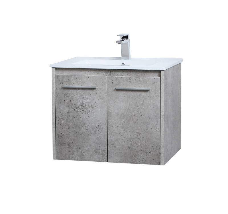 Elegant Lighting VF44024CG Single Bathroom Floating Vanity, Concrete Grey