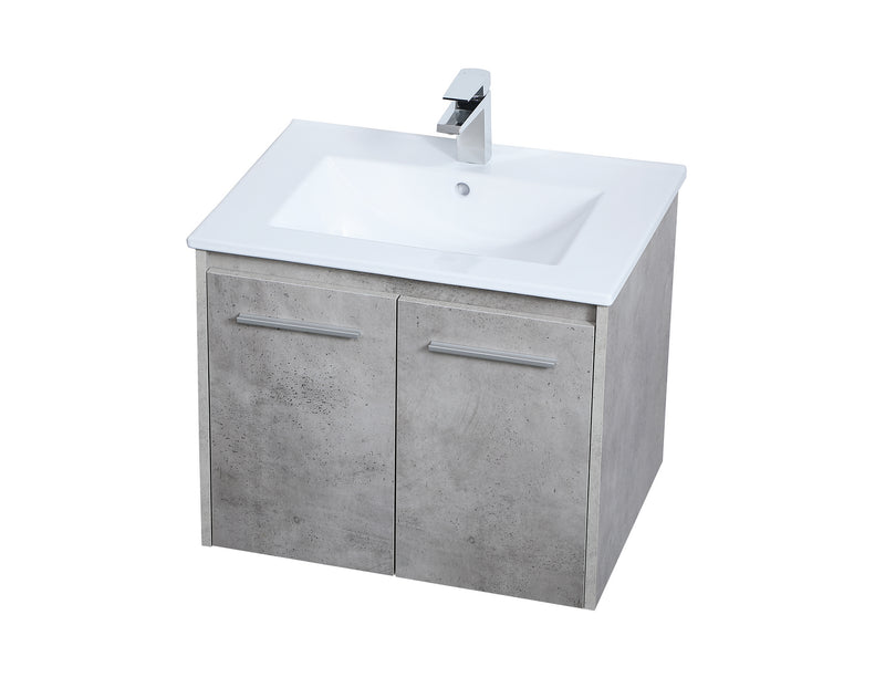 Elegant Lighting VF44024CG Single Bathroom Floating Vanity, Concrete Grey