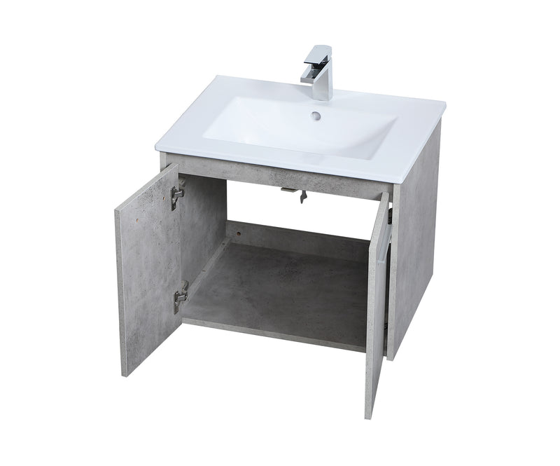 Elegant Lighting VF44024CG Single Bathroom Floating Vanity, Concrete Grey