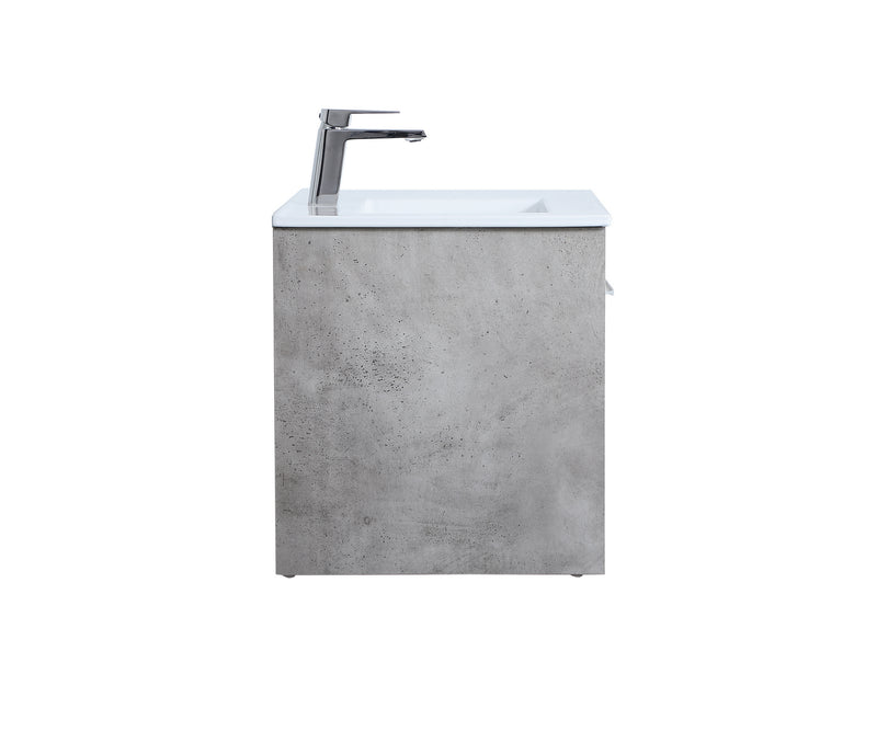 Elegant Lighting VF44024CG Single Bathroom Floating Vanity, Concrete Grey