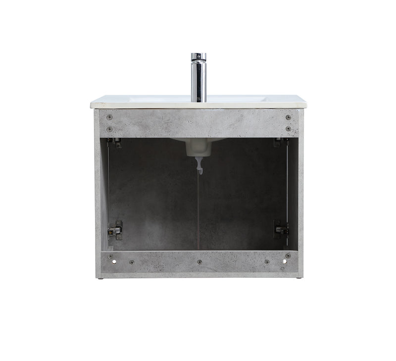 Elegant Lighting VF44024CG Single Bathroom Floating Vanity, Concrete Grey