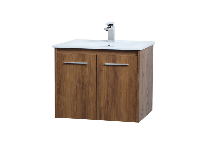 Elegant Lighting VF44024WB Single Bathroom Floating Vanity, Walnut Brown