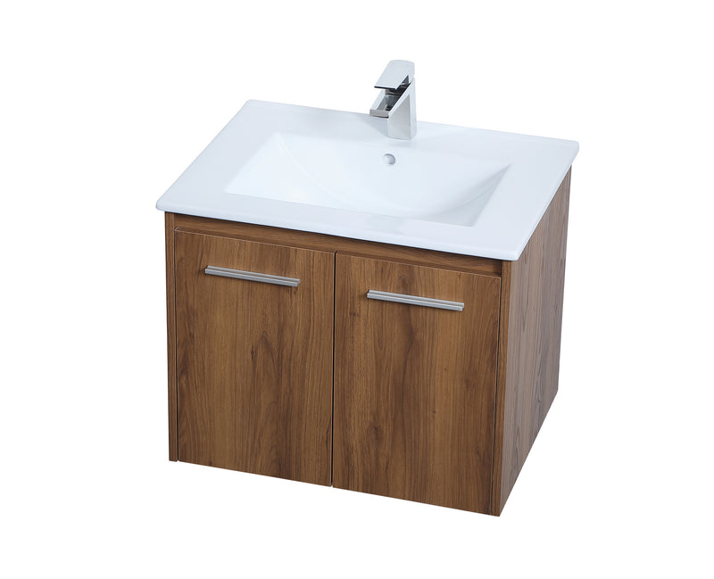 Elegant Lighting VF44024WB Single Bathroom Floating Vanity, Walnut Brown