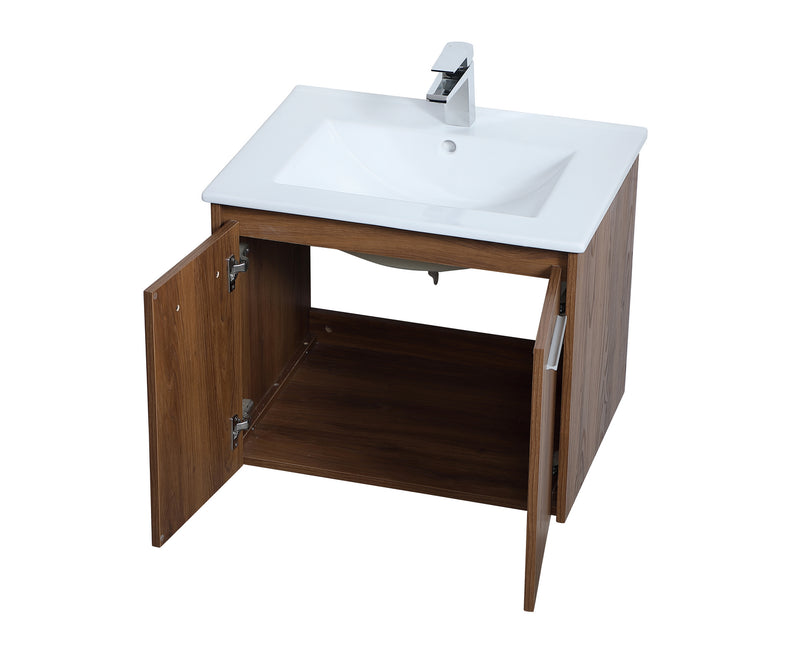 Elegant Lighting VF44024WB Single Bathroom Floating Vanity, Walnut Brown