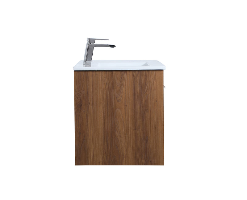 Elegant Lighting VF44024WB Single Bathroom Floating Vanity, Walnut Brown