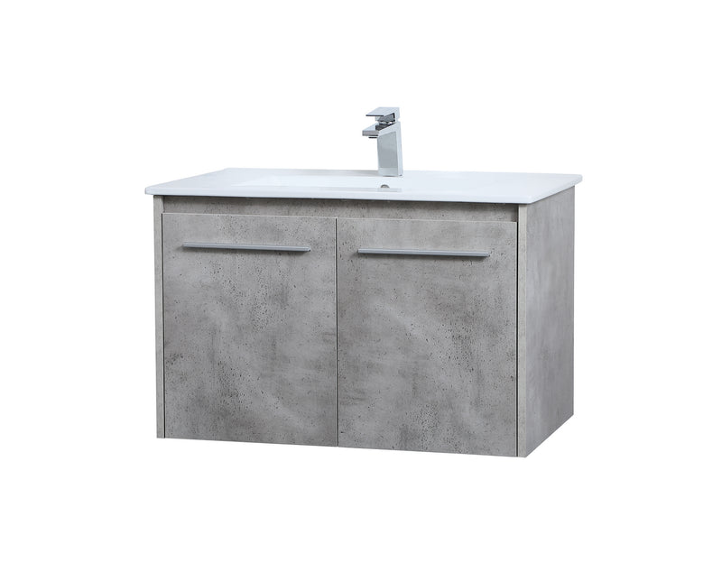 Elegant Lighting VF44030CG Single Bathroom Floating Vanity, Concrete Grey