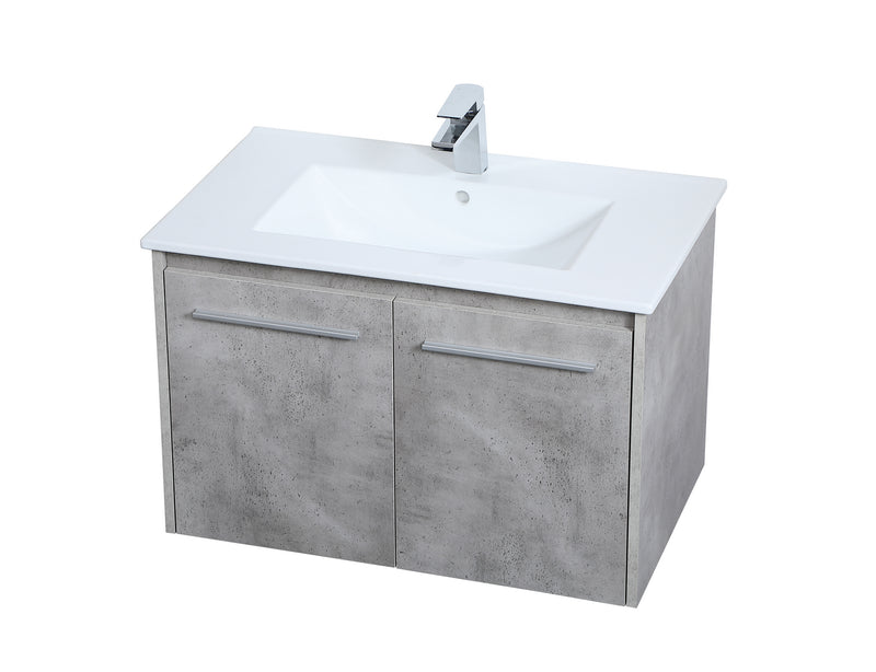 Elegant Lighting VF44030CG Single Bathroom Floating Vanity, Concrete Grey