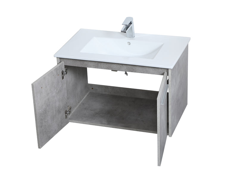 Elegant Lighting VF44030CG Single Bathroom Floating Vanity, Concrete Grey