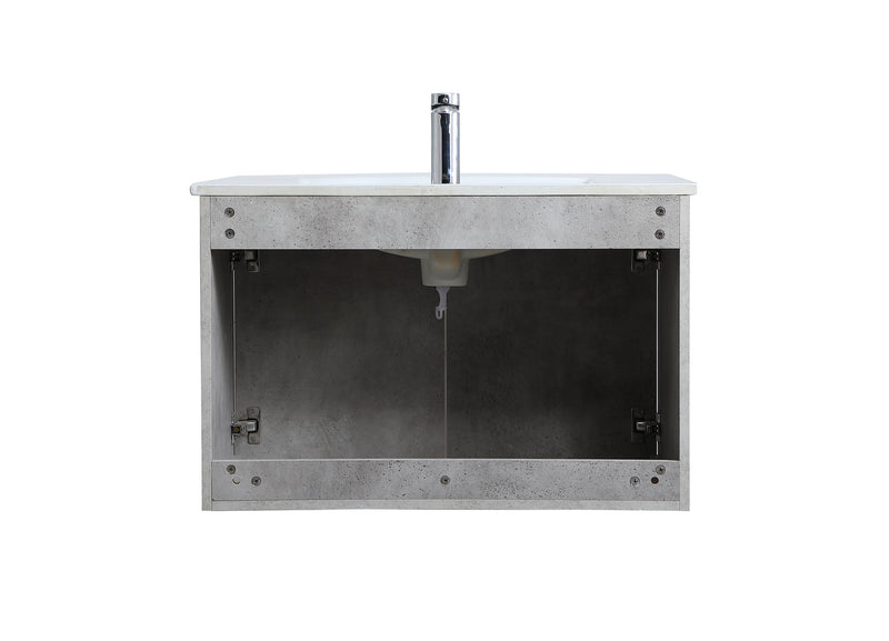 Elegant Lighting VF44030CG Single Bathroom Floating Vanity, Concrete Grey