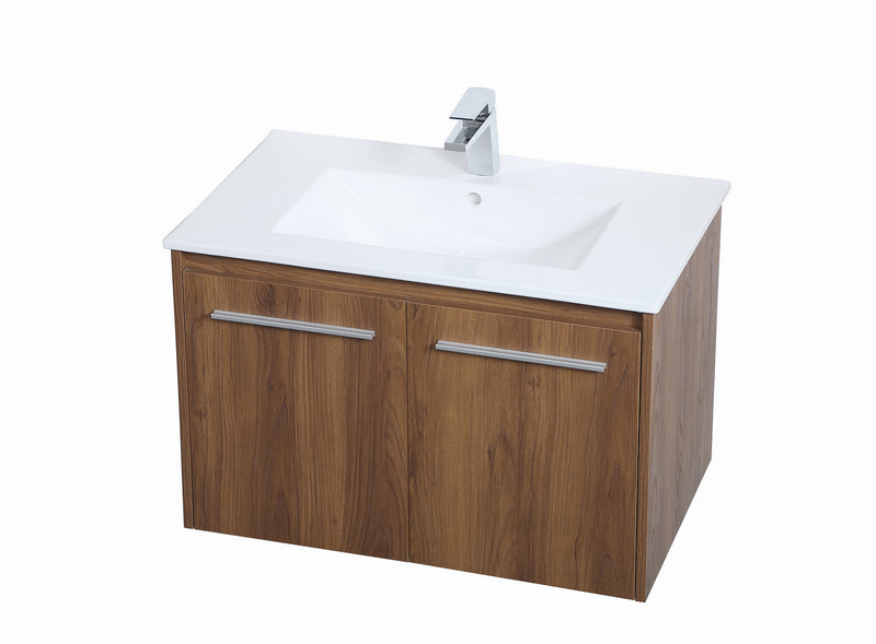 Elegant Lighting VF44030WB Single Bathroom Floating Vanity, Walnut Brown