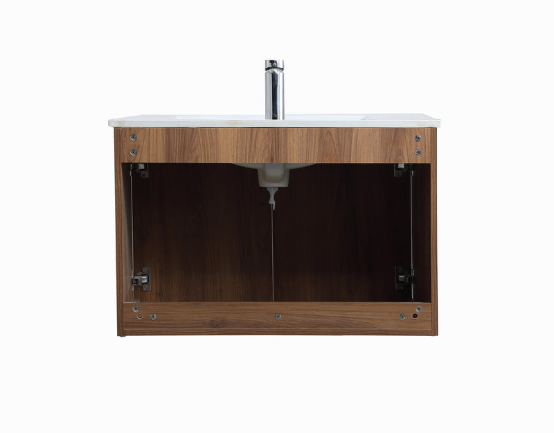 Elegant Lighting VF44030WB Single Bathroom Floating Vanity, Walnut Brown