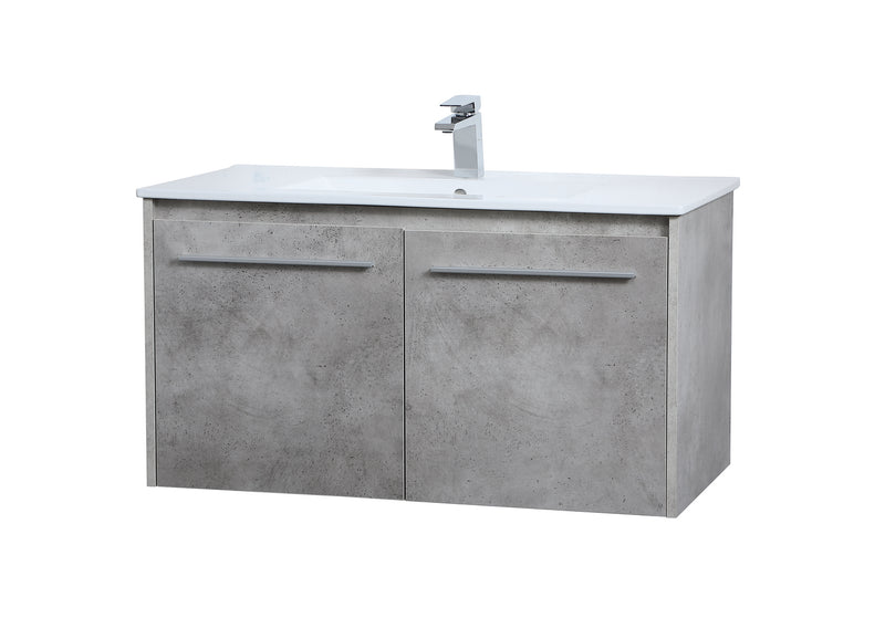 Elegant Lighting VF44036CG Single Bathroom Floating Vanity, Concrete Grey