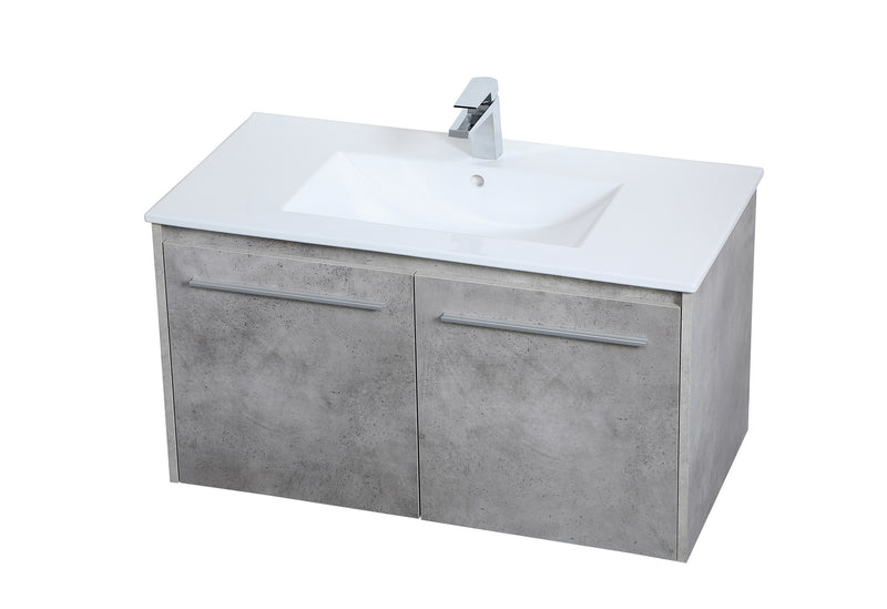 Elegant Lighting VF44036CG Single Bathroom Floating Vanity, Concrete Grey